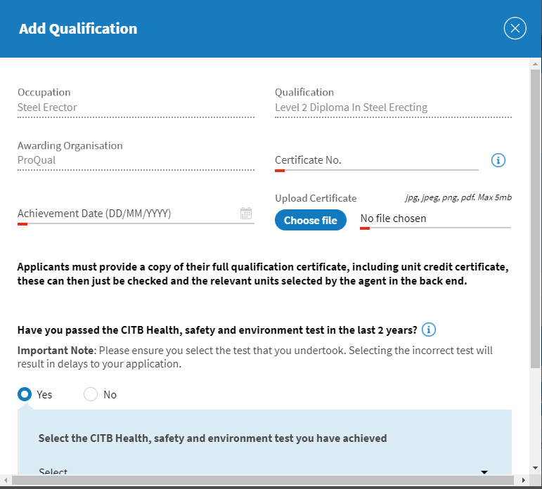 CSCS Blue Card Renewation Form