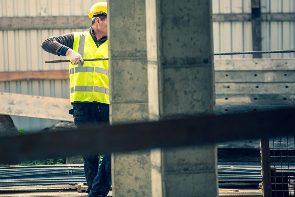 steel erector at construction site