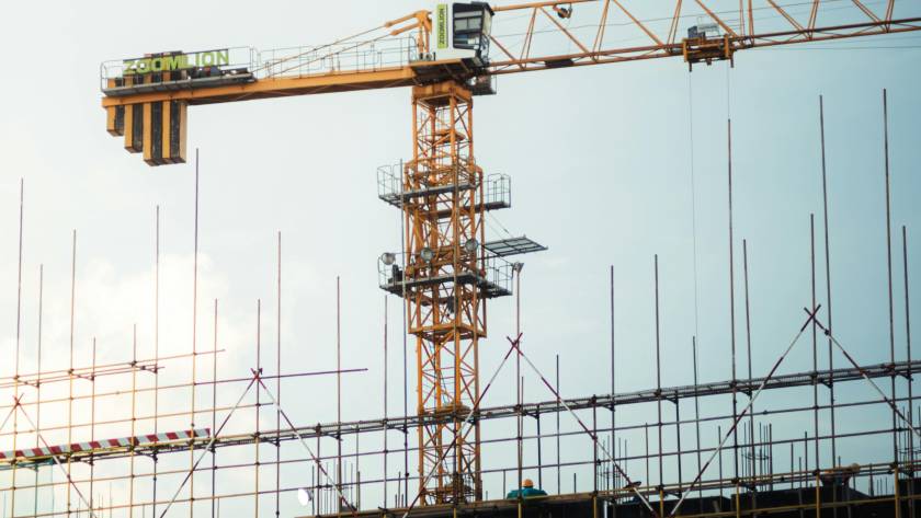 Steel erection construction site