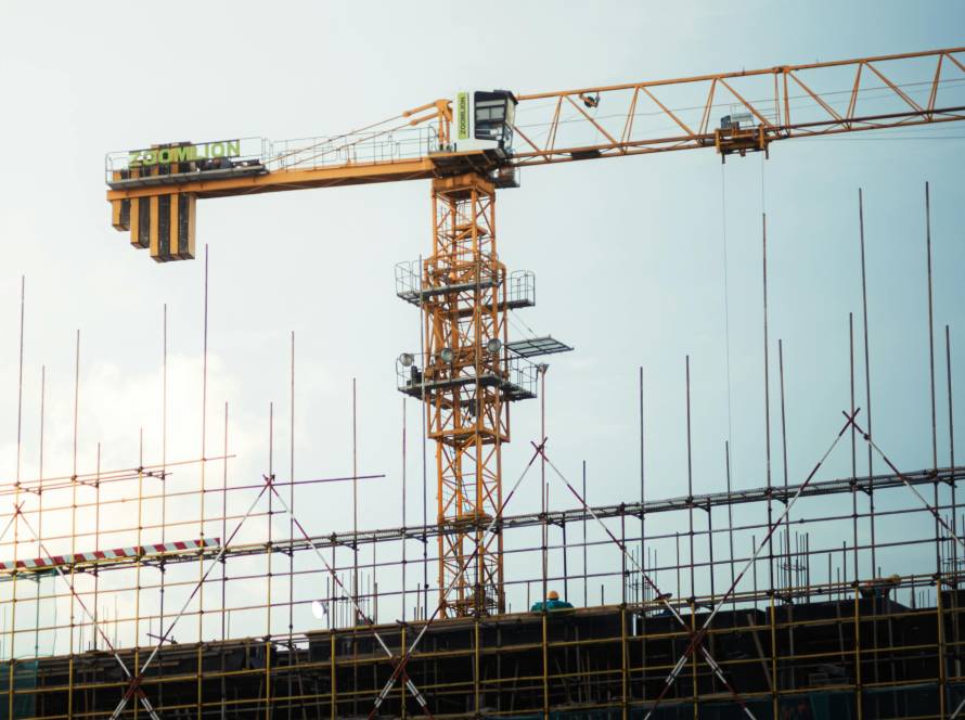 Steel erection construction site