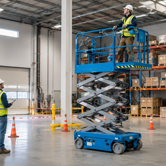 Practical MEWP scissor lift operator training in Skelmersdale